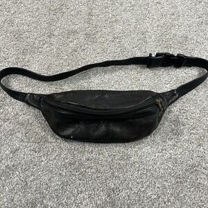 Georgetown Leather Design Black Leather Fanny Pack Waist Bag Belt Vintage USA